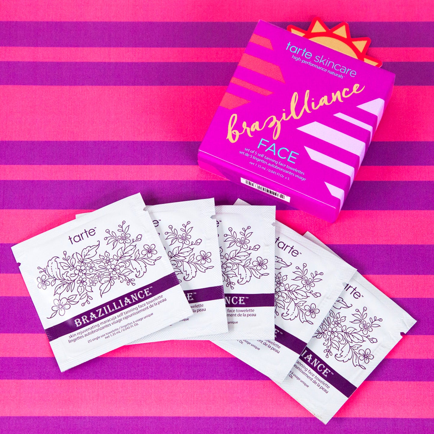 Tarte Brazilliance Self Tanning Face Wipes Towelettes Single Use Pack of 5