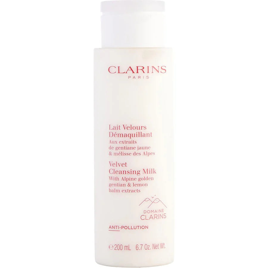 Clarins Velvet Cleansing Milk with Alpine Golden Gentian & Lemon Balm Extracts 6.7oz