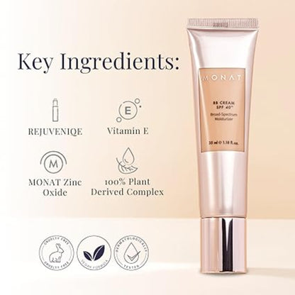 MONAT BB Cream SPF 40 - Sand Broad-Spectrum Moisturizer, Lightweight Tinted Coverage, Fragrance-Free sand 1.18OZ