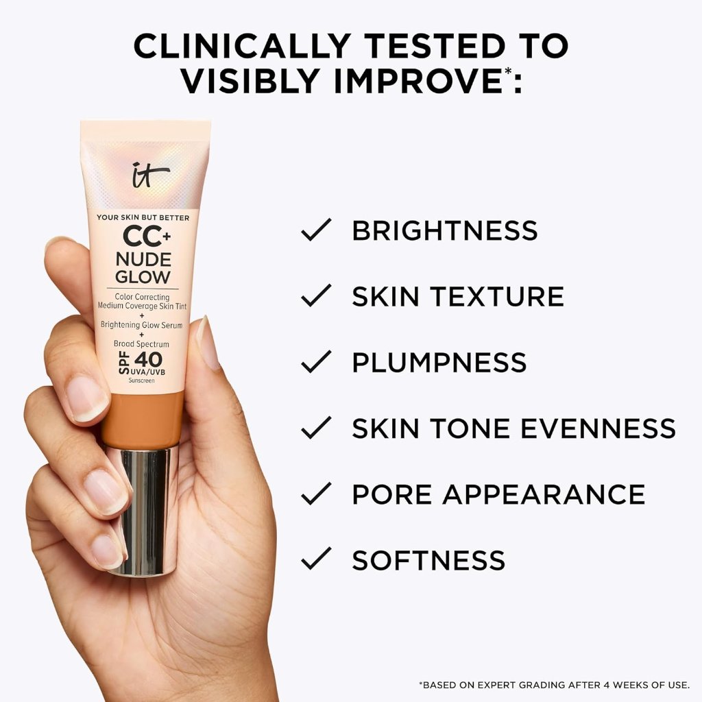 IT Cosmetics CC+ Nude Glow Lightweight Foundation + Glow Serum SPF 40 Medium Tan