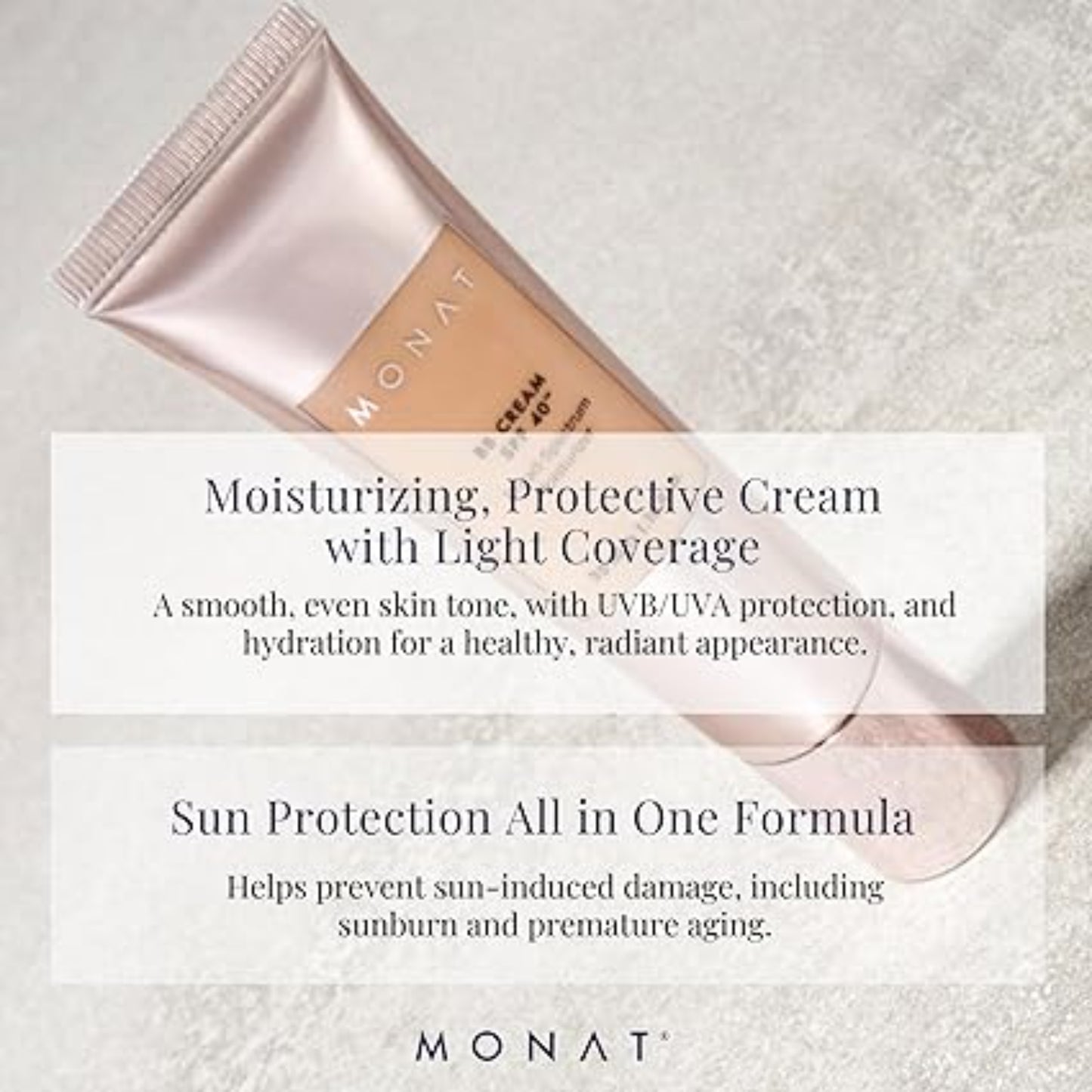 MONAT BB Cream SPF 40 - Sand Broad-Spectrum Moisturizer, Lightweight Tinted Coverage, Fragrance-Free sand 1.18OZ