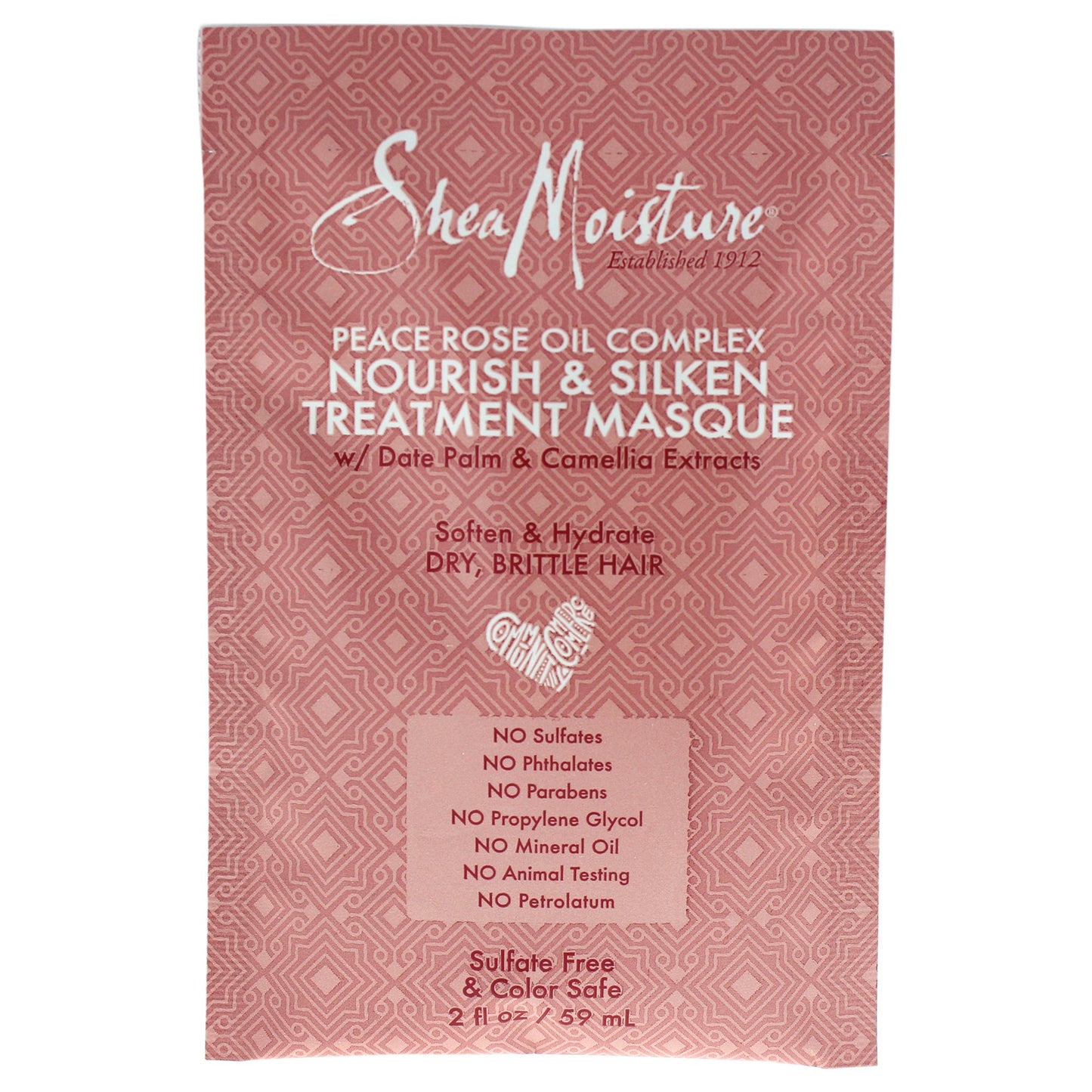 Shea Moisture Peace Rose Oil Complex Nourish &Silken Treatment Masque w/ date Palm & Camelia 2 oz